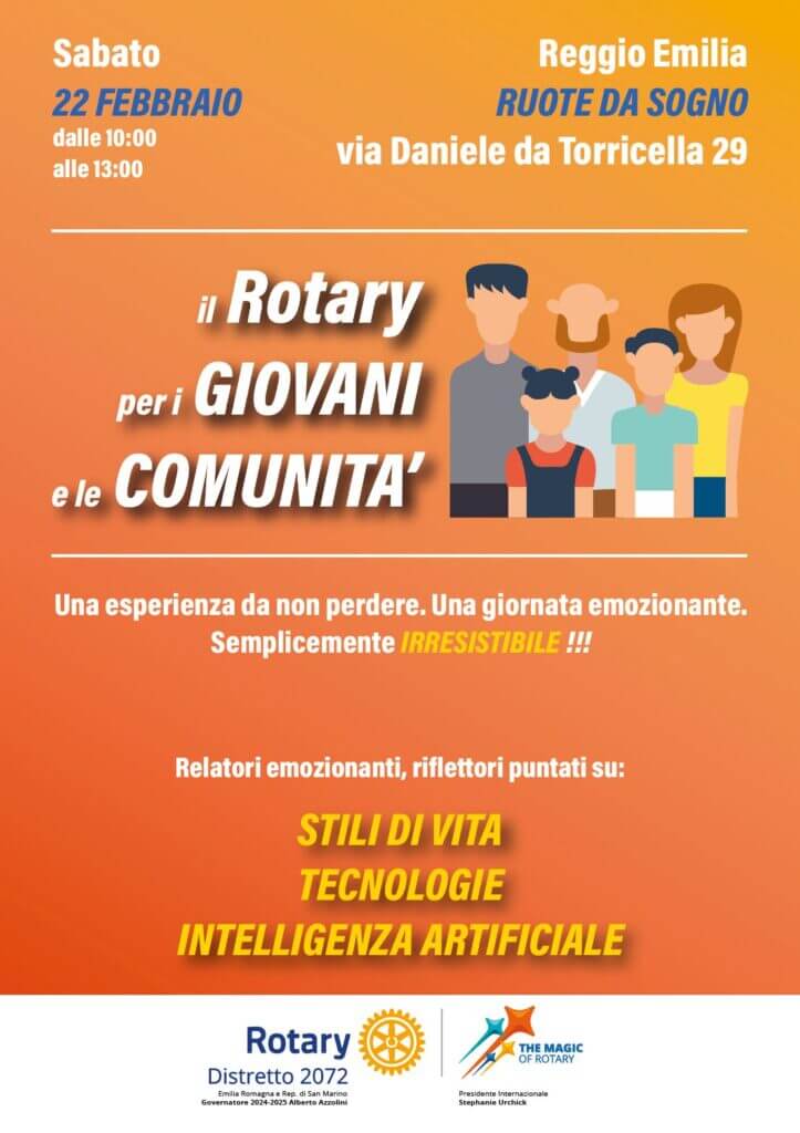 sabato 22 febbraio “Il Rotary per i giovani  e le comunità – Leadership e tecnologie”